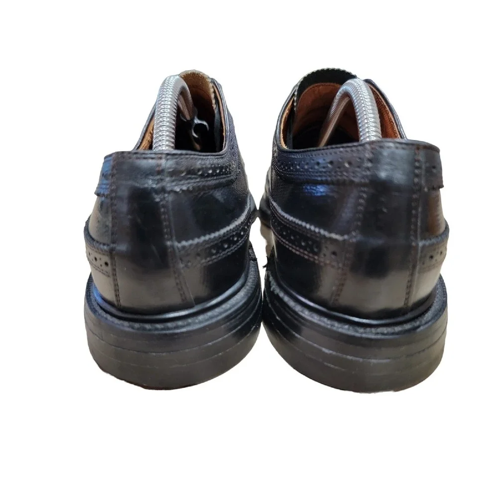 Spiegel VTG Mens 9.5 D Black Leather Wingtip‎ Oxford Shoes Custom Grade Brogue